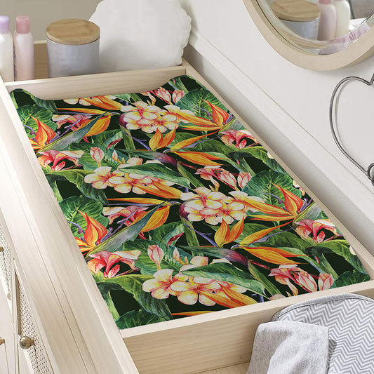 Watercolor Bird Of Paradise Print Changing Pad Cover