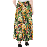 Watercolor Bird Of Paradise Print Chiffon Maxi Skirt