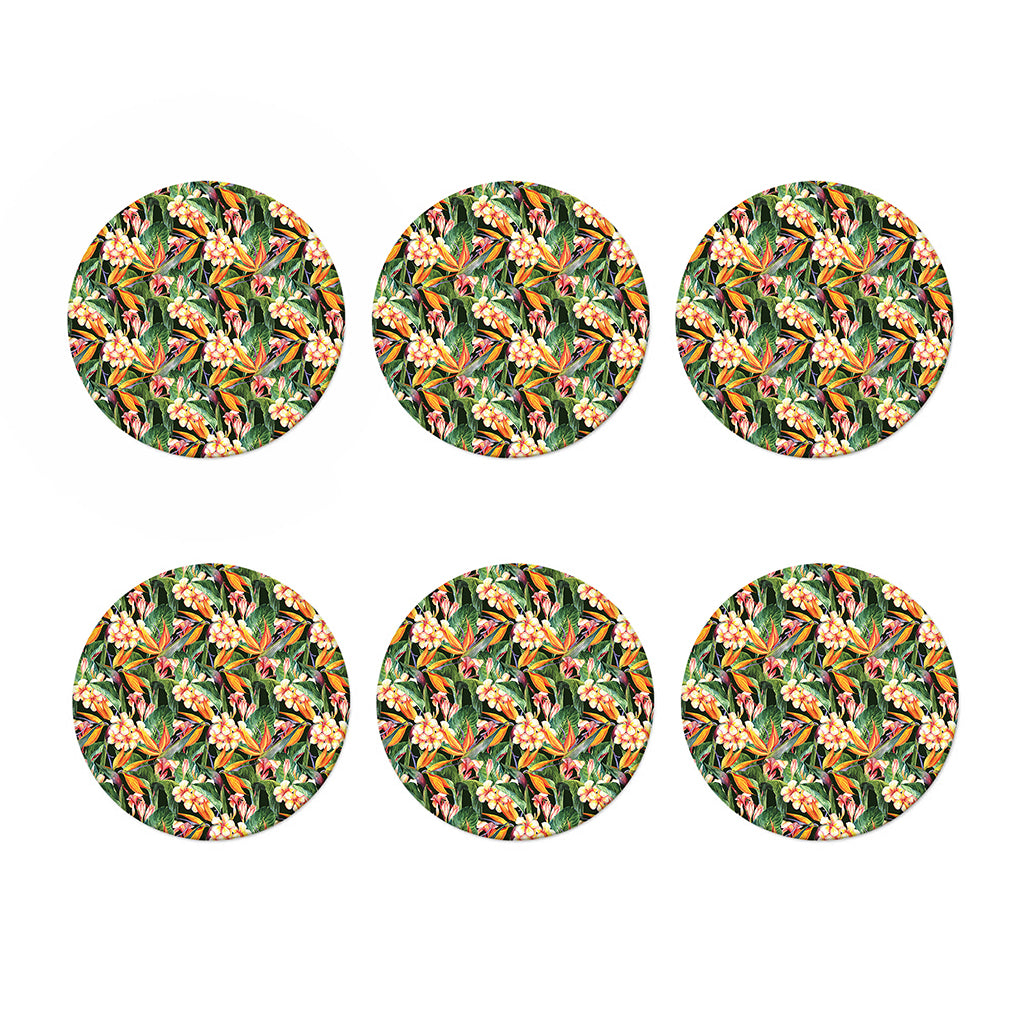 Watercolor Bird Of Paradise Print Coaster Set