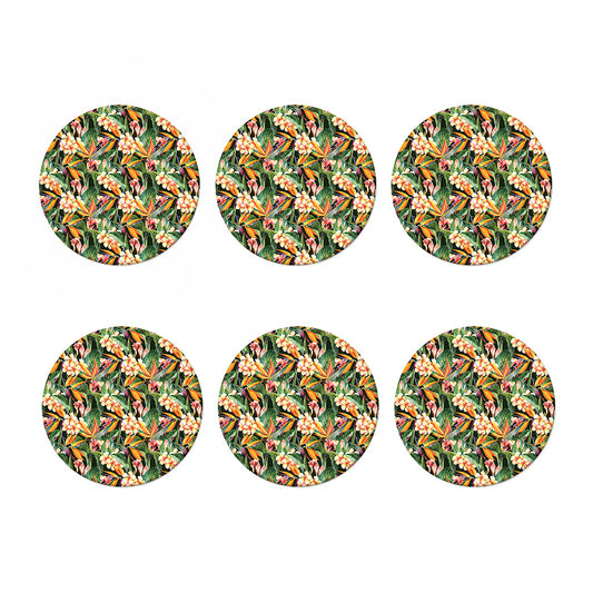 Watercolor Bird Of Paradise Print Coaster Set