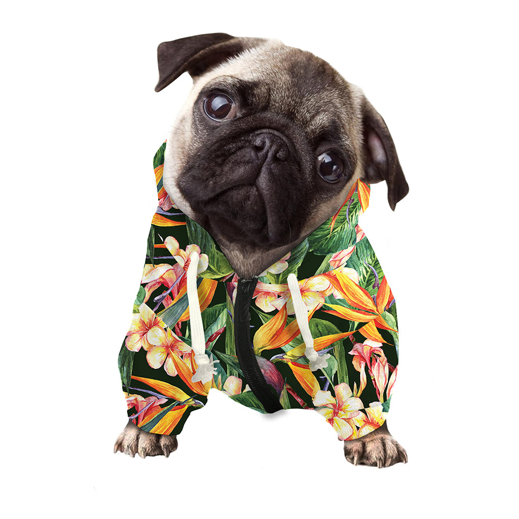 Watercolor Bird Of Paradise Print Dog Zip Up Hoodie