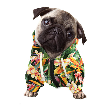 Watercolor Bird Of Paradise Print Dog Zip Up Hoodie