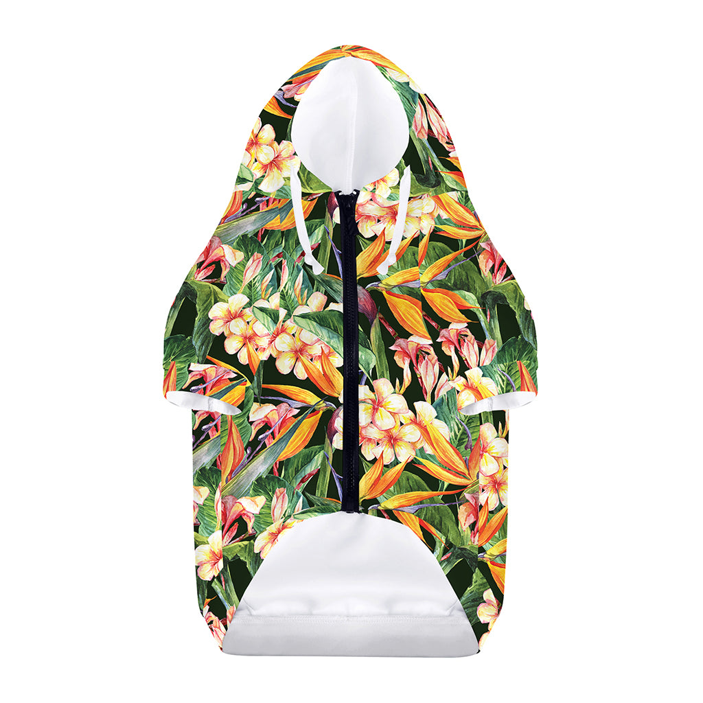 Watercolor Bird Of Paradise Print Dog Zip Up Hoodie