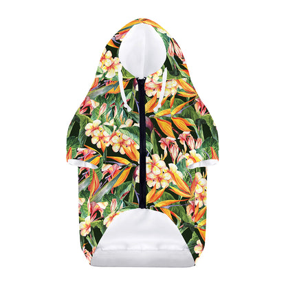 Watercolor Bird Of Paradise Print Dog Zip Up Hoodie