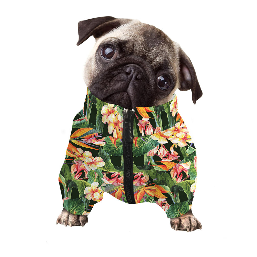 Watercolor Bird Of Paradise Print Dog Zip Up Jacket
