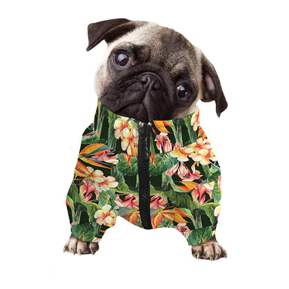 Watercolor Bird Of Paradise Print Dog Zip Up Jacket