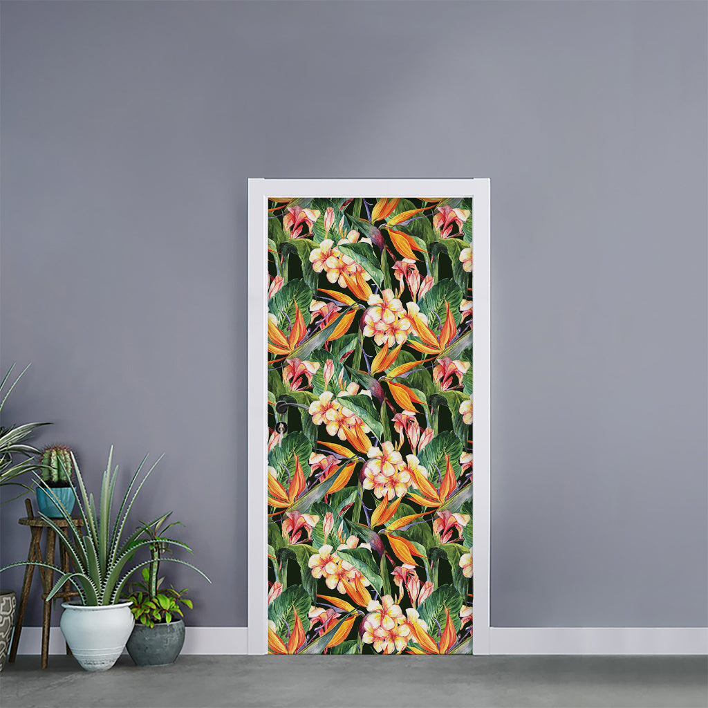 Watercolor Bird Of Paradise Print Door Sticker