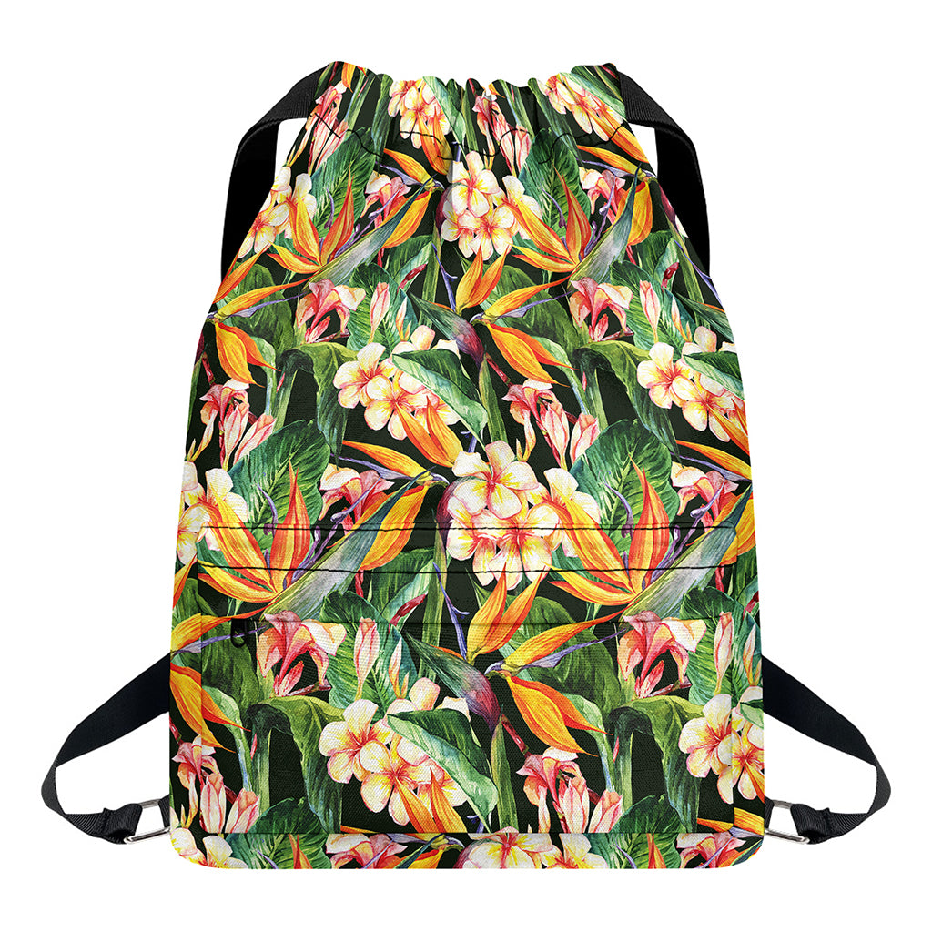 Watercolor Bird Of Paradise Print Drawstring Backpack