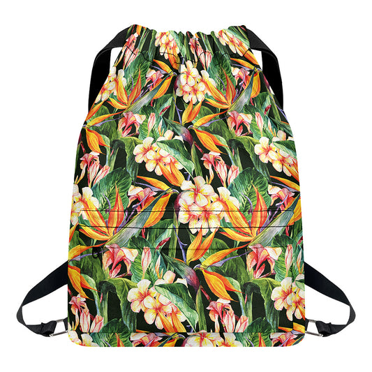 Watercolor Bird Of Paradise Print Drawstring Backpack