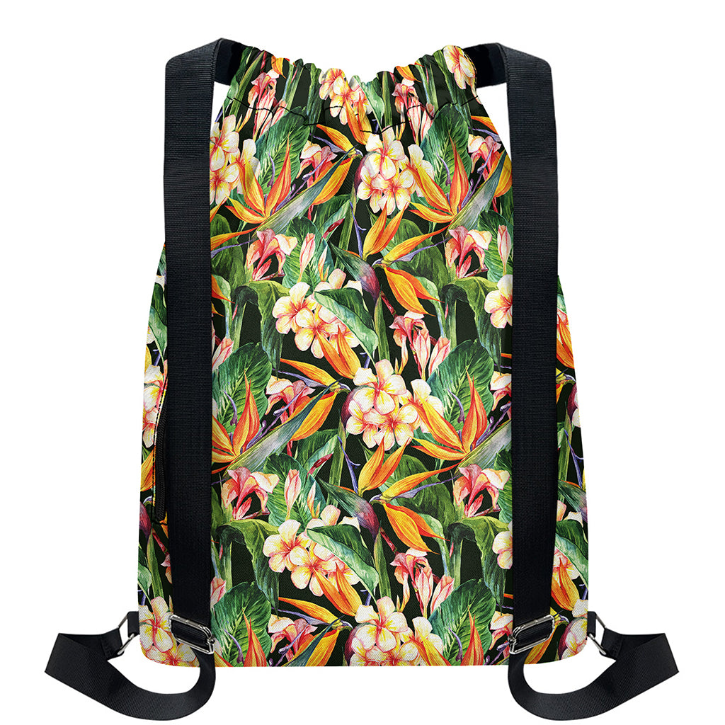 Watercolor Bird Of Paradise Print Drawstring Backpack