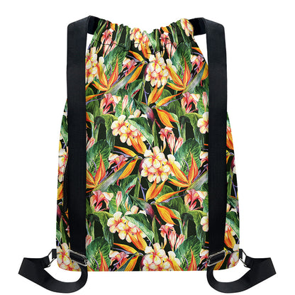 Watercolor Bird Of Paradise Print Drawstring Backpack