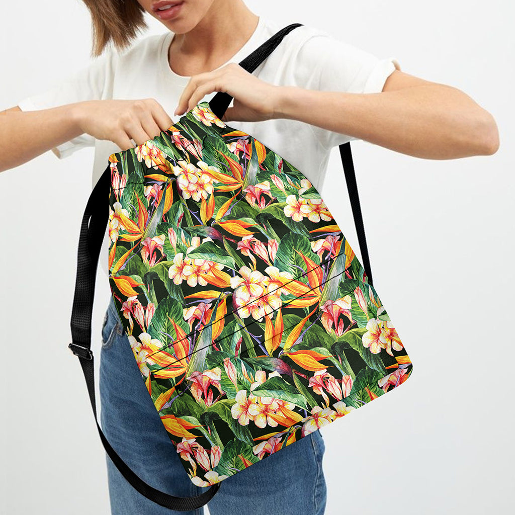 Watercolor Bird Of Paradise Print Drawstring Backpack