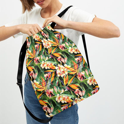 Watercolor Bird Of Paradise Print Drawstring Backpack