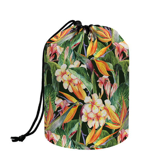 Watercolor Bird Of Paradise Print Drawstring Makeup Bag
