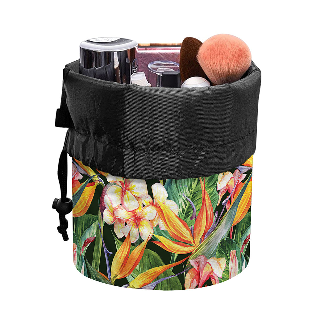 Watercolor Bird Of Paradise Print Drawstring Makeup Bag