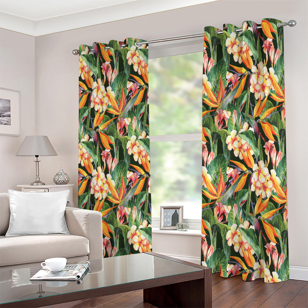 Watercolor Bird Of Paradise Print Extra Wide Grommet Curtains