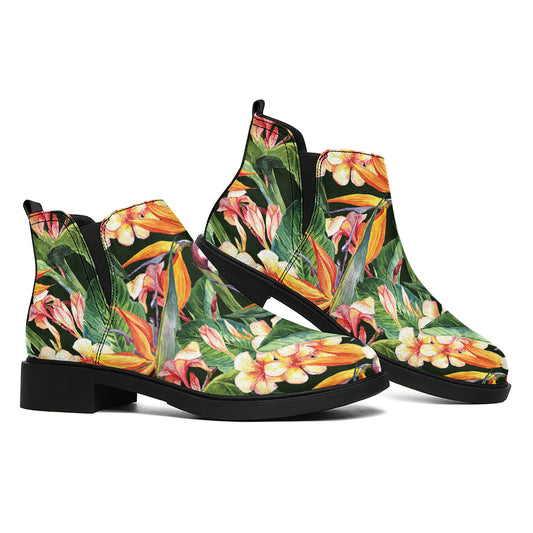 Watercolor Bird Of Paradise Print Flat Ankle Boots