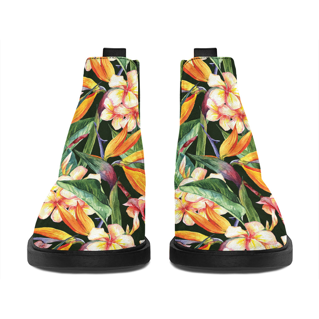 Watercolor Bird Of Paradise Print Flat Ankle Boots