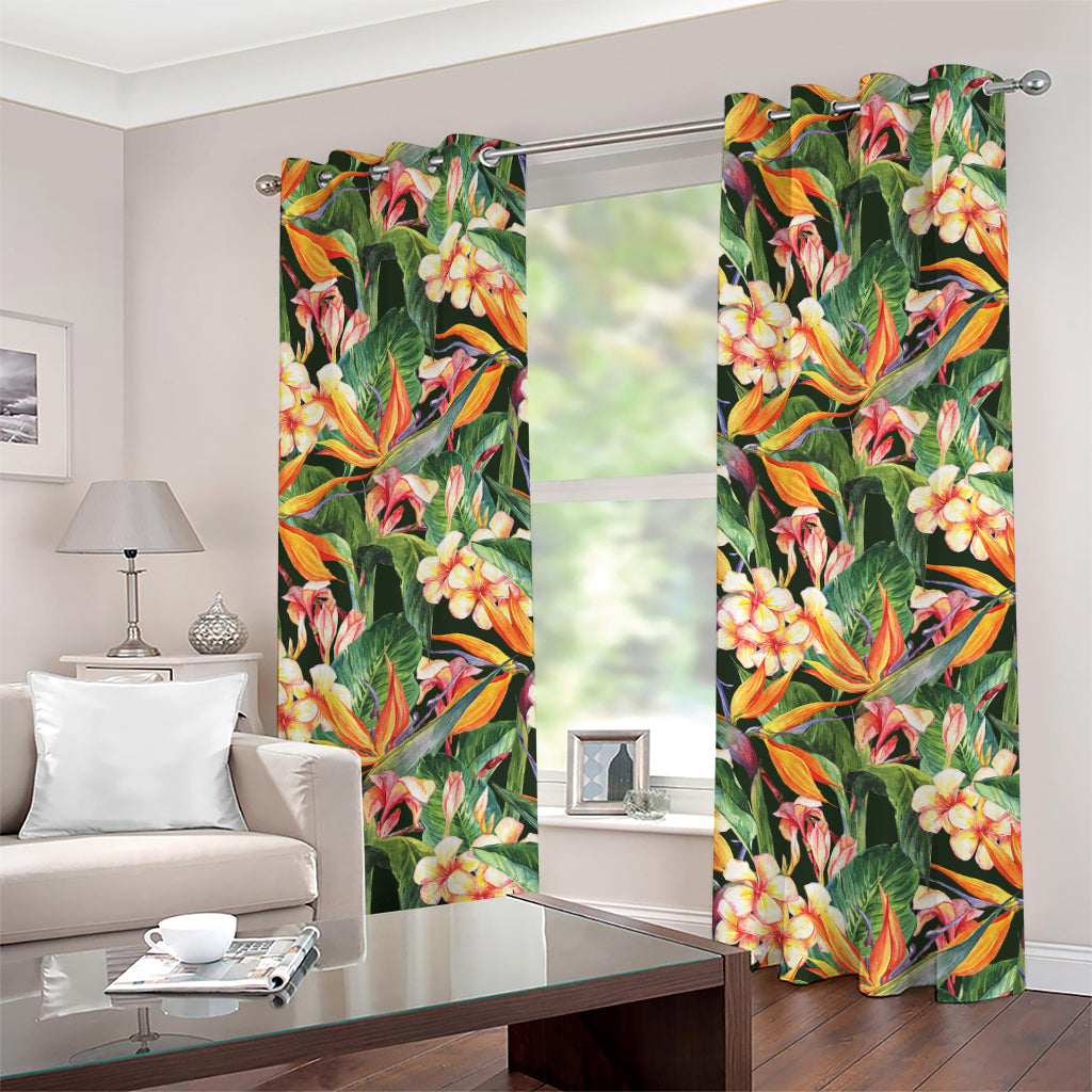 Watercolor Bird Of Paradise Print Grommet Curtains