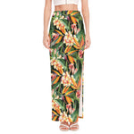 Watercolor Bird Of Paradise Print High Slit Maxi Skirt