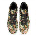 Watercolor Bird Of Paradise Print High Top Leather Sneakers