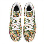 Watercolor Bird Of Paradise Print High Top Leather Sneakers