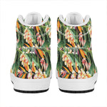 Watercolor Bird Of Paradise Print High Top Leather Sneakers