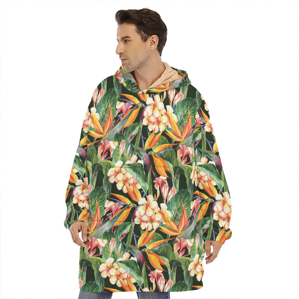 Watercolor Bird Of Paradise Print Hoodie Blanket