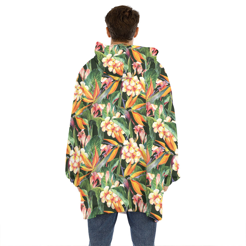 Watercolor Bird Of Paradise Print Hoodie Blanket