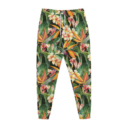 Watercolor Bird Of Paradise Print Jogger Pants