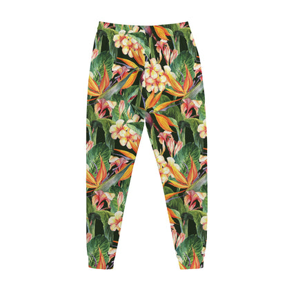 Watercolor Bird Of Paradise Print Jogger Pants