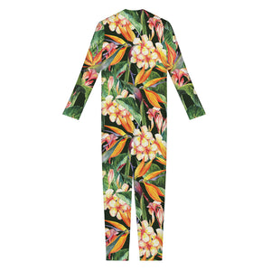 Watercolor Bird Of Paradise Print Jumpsuit