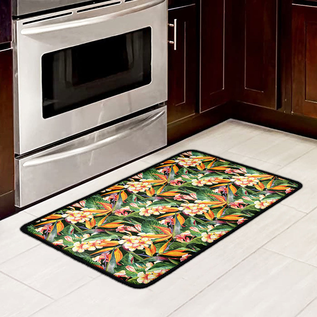 Watercolor Bird Of Paradise Print Kitchen Mat