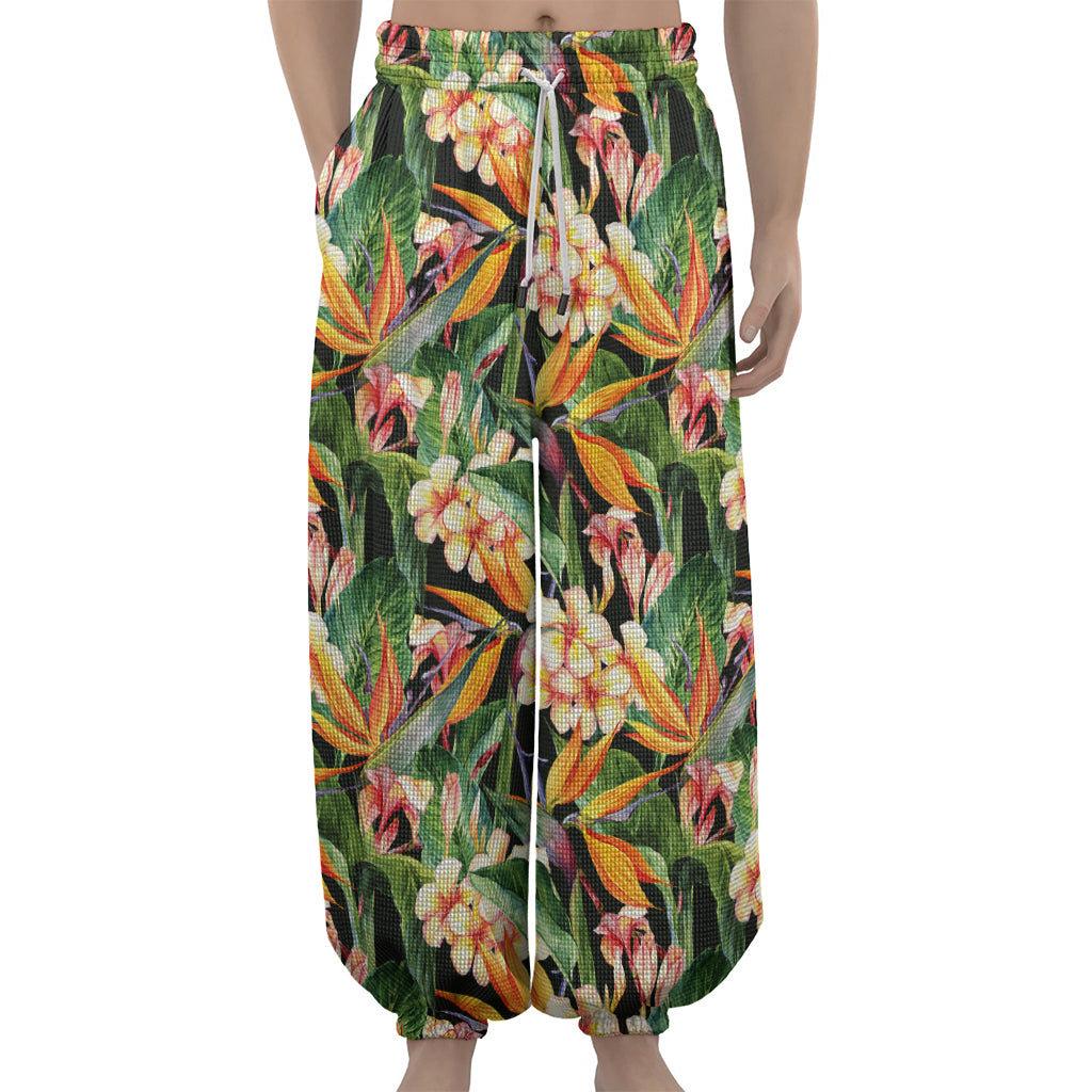 Watercolor Bird Of Paradise Print Lantern Pants