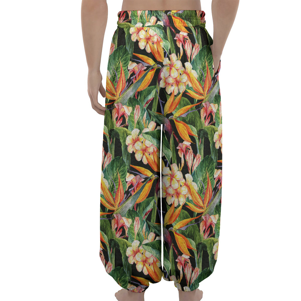 Watercolor Bird Of Paradise Print Lantern Pants