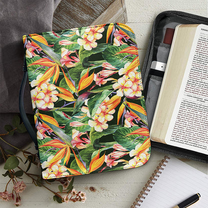 Watercolor Bird Of Paradise Print Leather Bible Cover