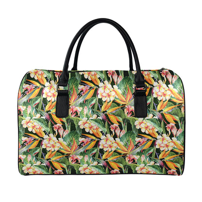 Watercolor Bird Of Paradise Print Leather Duffle Bag