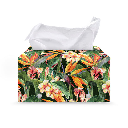 Watercolor Bird Of Paradise Print Leather Tissue Box Cover
