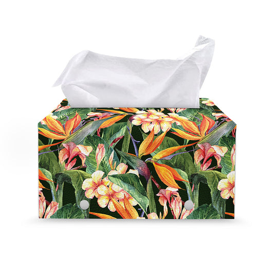 Watercolor Bird Of Paradise Print Leather Tissue Box Cover