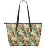 Watercolor Bird Of Paradise Print Leather Tote Bag