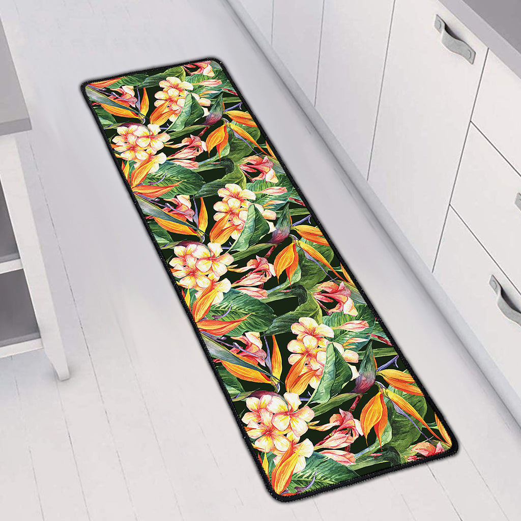 Watercolor Bird Of Paradise Print Long Kitchen Mat