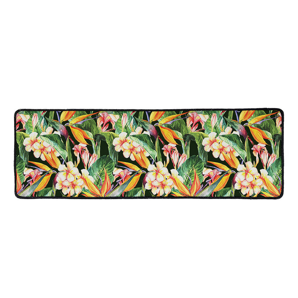 Watercolor Bird Of Paradise Print Long Kitchen Mat