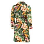 Watercolor Bird Of Paradise Print Men's Bathrobe