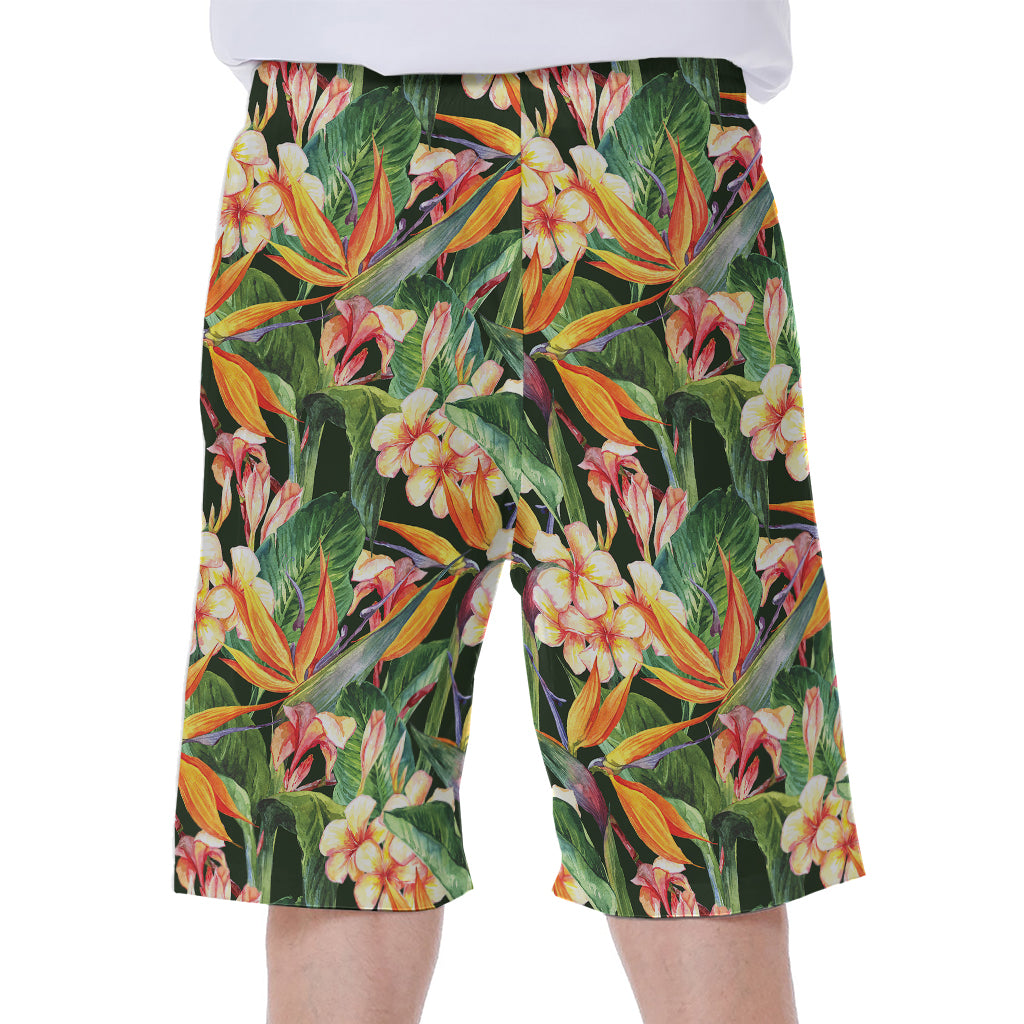 Watercolor Bird Of Paradise Print Men's Beach Shorts