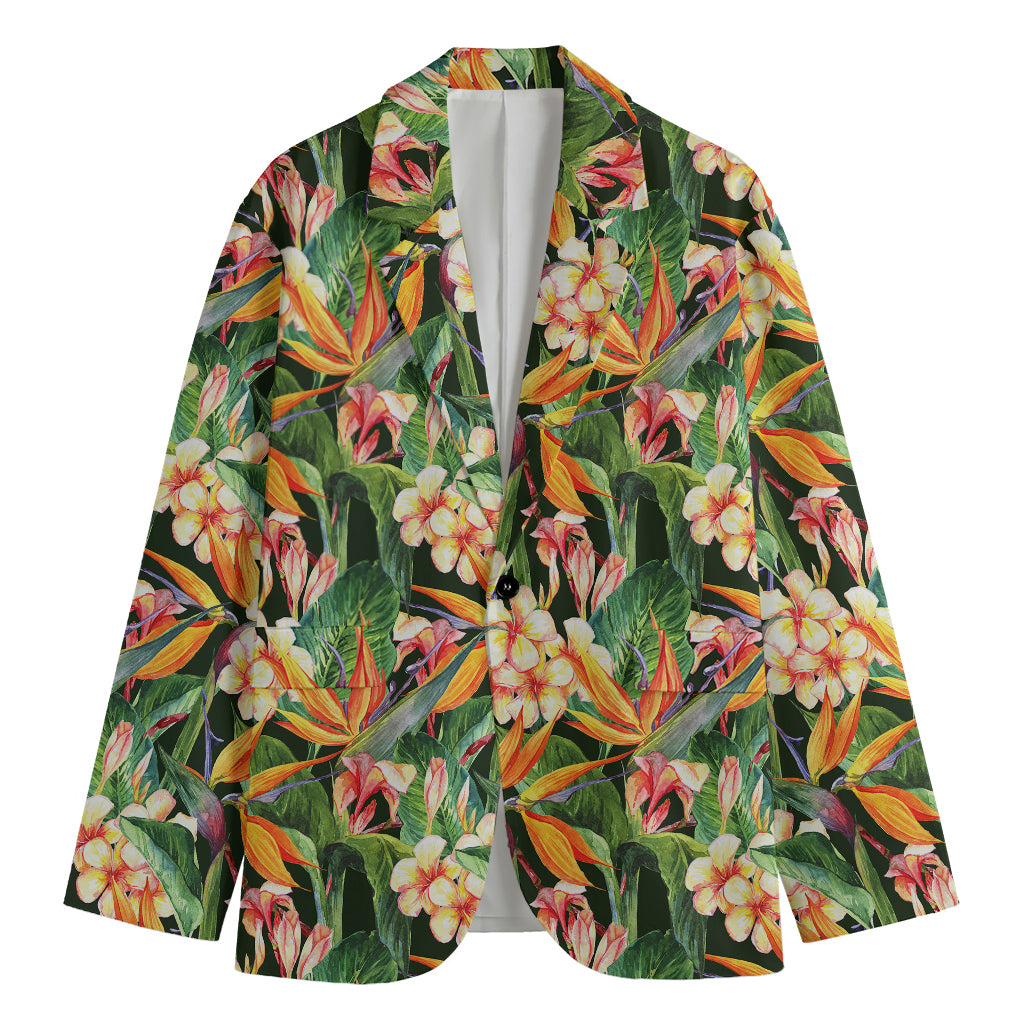 Watercolor Bird Of Paradise Print Men's Blazer