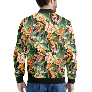 Watercolor Bird Of Paradise Print Men's Bomber Jacket