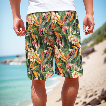 Watercolor Bird Of Paradise Print Men's Cargo Shorts
