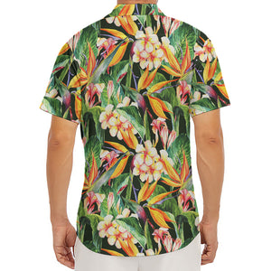 Watercolor Bird Of Paradise Print Men's Deep V-Neck Shirt