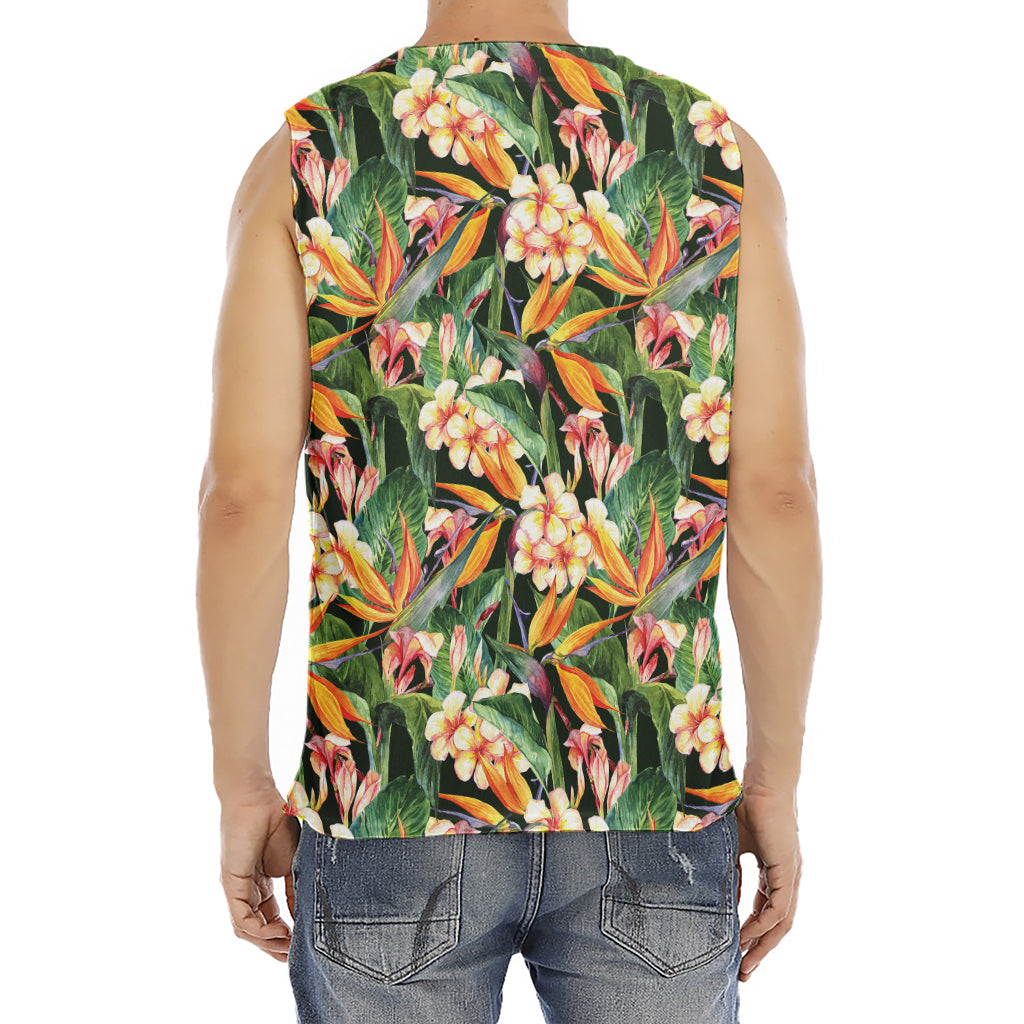 Watercolor Bird Of Paradise Print Men's Fitness Tank Top