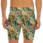 Watercolor Bird Of Paradise Print Men's Long Boxer Briefs